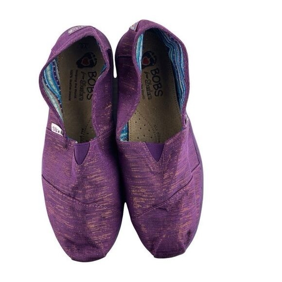 BOBS BY Skechers Womens Purple Shimmery Sparkling Lightweight Flats US Youth 6 - Picture 3 of 10